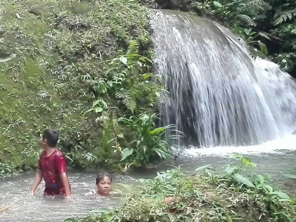 Fun by the Waterfall. Our Young Companions Enjoyed Clean and Cold Water